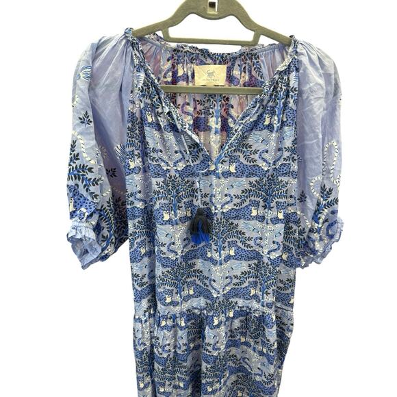 Printfresh Blue Maxi Dress Medium Silk Cotton Blend Boho Animal Print - Picture 6 of 12